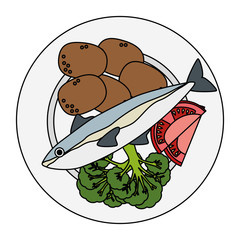 dish with salmon and potatoes