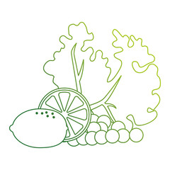 fresh lettuce with lemon and grapes healthy food