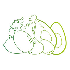 fresh lettuce with avocado and potatoes healthy food