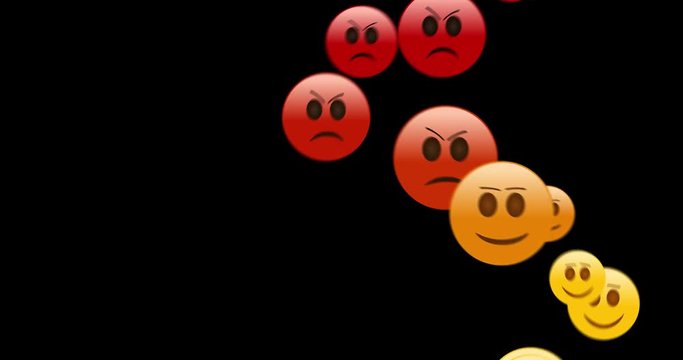 Angry Emojis bubbles up in the air on black background