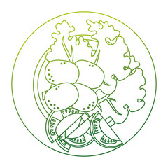 dish with fresh lettuce and potatoes