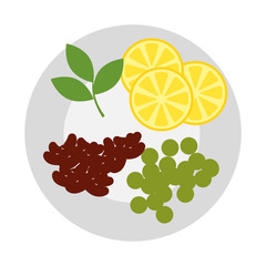 dish with fruits and vegetables