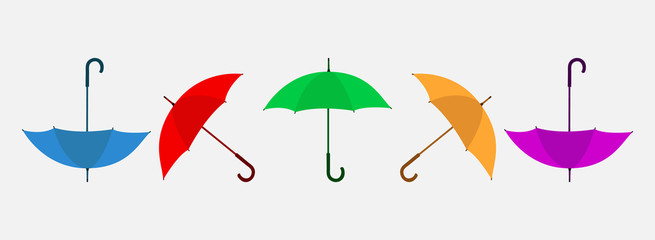 Set of Colorful umbrella illustration. Flat style vector EPS - obrazy, fototapety, plakaty