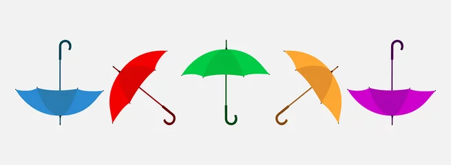 Fotobehang Set of Colorful umbrella illustration. Flat style vector EPS © new_cox