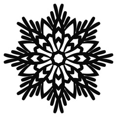 Ornamental round doodle flower isolated on white background. Black outline mandala. Geometric circle element. Vector illustration.
