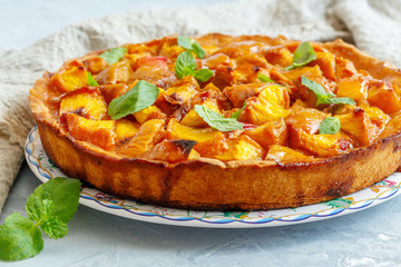 Traditional Italian pie with peaches.