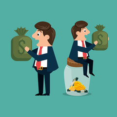 businessmen characters with economy icons