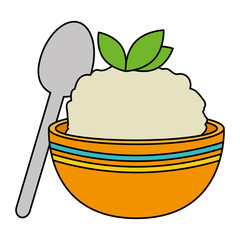 kitchen bowl with mashed potatoes and spoon