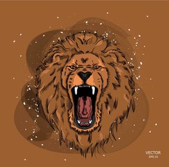 A hipster lion on a background of blots. Vector illustration