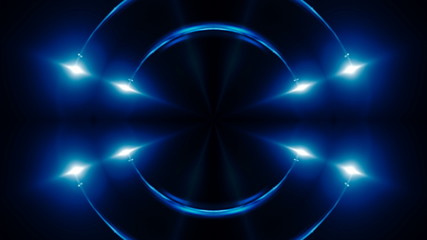 Abstract blue fractal lights, 3d rendering backdrop, computer generating background