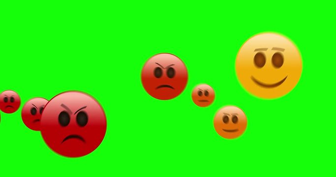 Angry Emojis bounces away on green screen