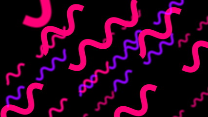 Bright curved creeping worms, computer generated abstract background, 3D rendering backdrop