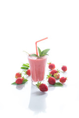 strawberry fresh sweet smoothies in a glass