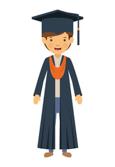 young boy graduate character vector illustration design