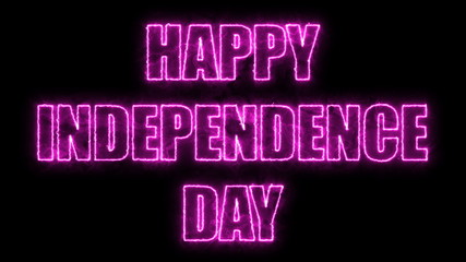 Happy independence day shiny bright text, 3d rendering backdrop, computer generating for holidays festive design