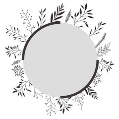 crown leafs circular frame frame vector illustration design