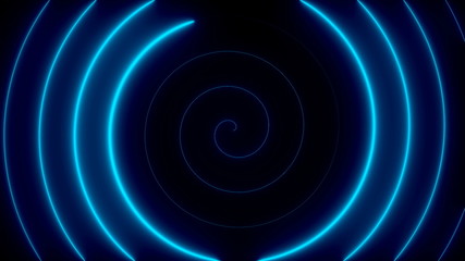 Abstract spiral neon lines, computer generated background, 3D render background