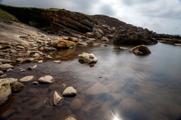Landscape of rocks and sea