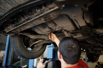 Portrait of a mechanic at work in his garage