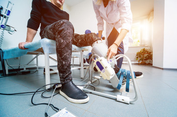 Patient on CPM (continuous passive range of motion) machines. Device to provide anatomically correct motion to both the ankle and subtalar joints.