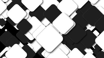 Many black and white squares are in space, computer generated modern abstract background, 3d rendering