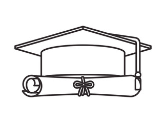 hat graduation with diploma vector illustration design