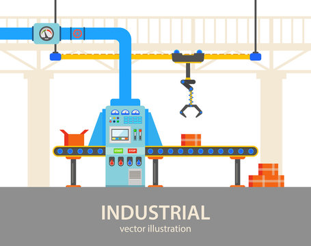 Automated packaging line at plant or factory