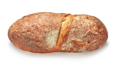 fresh baked loaf of ciabatta bread isolated on white background
