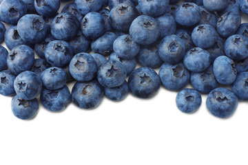 healthy background. blueberries isolated on white background. top view