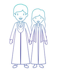 couple graduates avatars characters vector illustration design