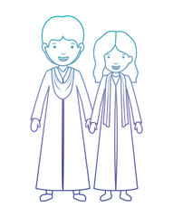 couple graduates avatars characters vector illustration design
