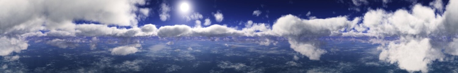 Fototapeta na wymiar Panorama of the clouds. The sky with clouds and sun. 3D rendering 