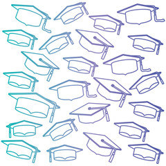 hats graduation pattern background vector illustration design