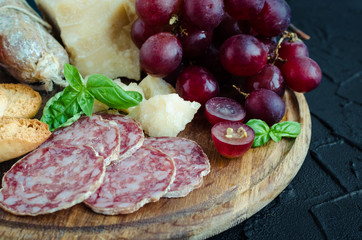 Board with mediterranean appetizers