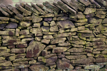 Dry stone wall in the Cheshire hillside, UK
