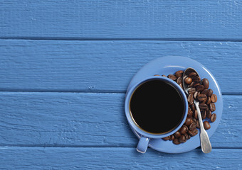 Coffee in blue cup