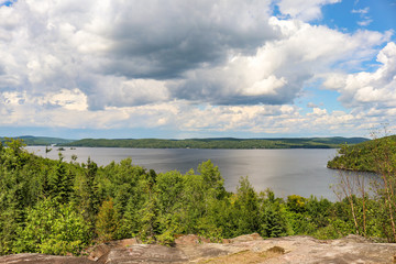 lake in the mountains with clouds