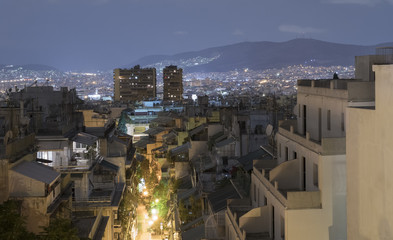 roofs of Athens at night