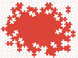 Red puzzle pieces. Vector Background - obrazy, fototapety, plakaty