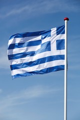 Flag of Greece waving in the sky