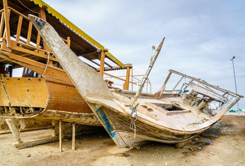 Old fishing boats in Dibba, UAE