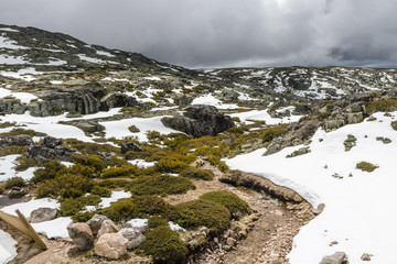 Snowy landscape in Serra da Estrela, Portugal.