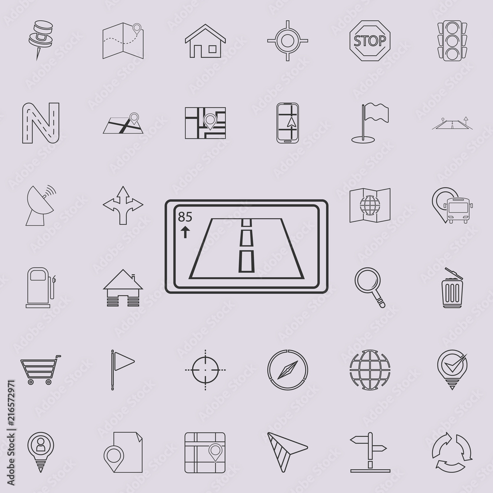 Poster navigator with speed indicator icon. detailed set of navigation icons. premium quality graphic desig