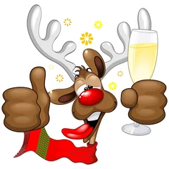 Acrylic prints Draw Reindeer Drunk Funny Christmas Character