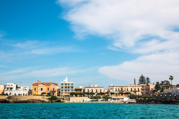 Obraz premium Panoramic view of Santa Maria al Bagno, a village near ionian sea, Apulia, Salento, Italy