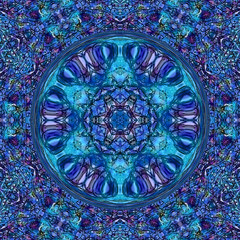 russian tile mandala in blue colors
