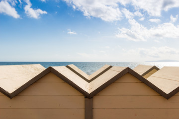 Bathing huts in Follonica waterfront, Italy