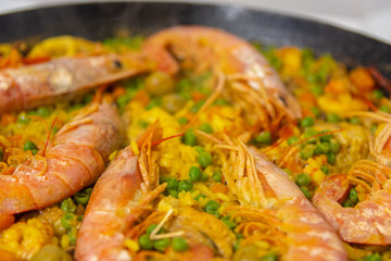 Spanish paella with seafood