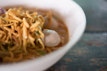Khao Soi recipe, Curried noodle soup with meatball.