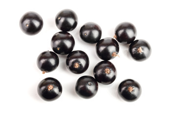 black currant isolated on white background. Top view. Flat lay pattern